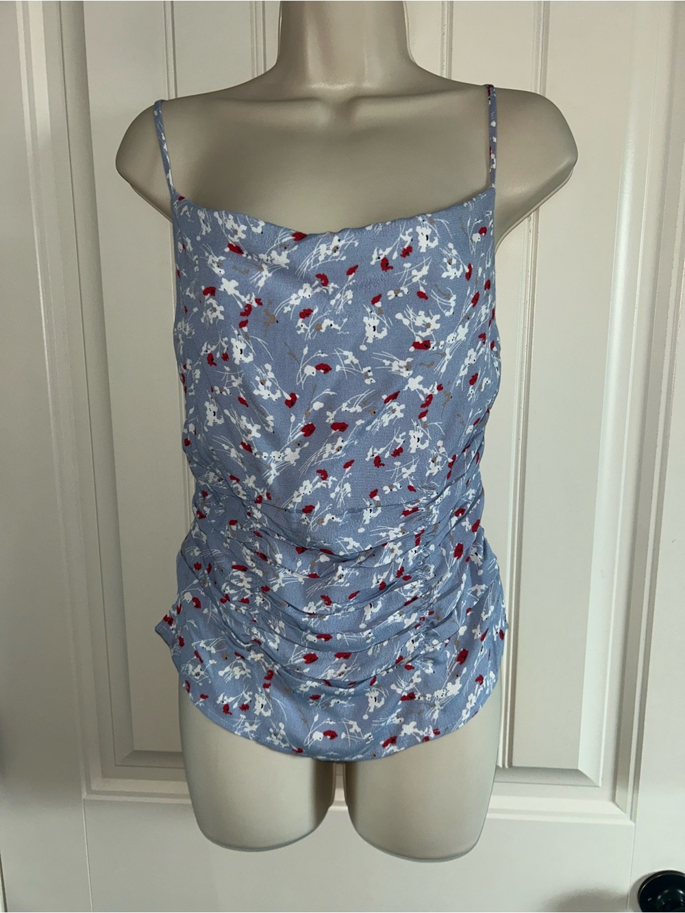 NEW Lush Light Blue Floral Poppy Cowl Neck Cami Top Sz S